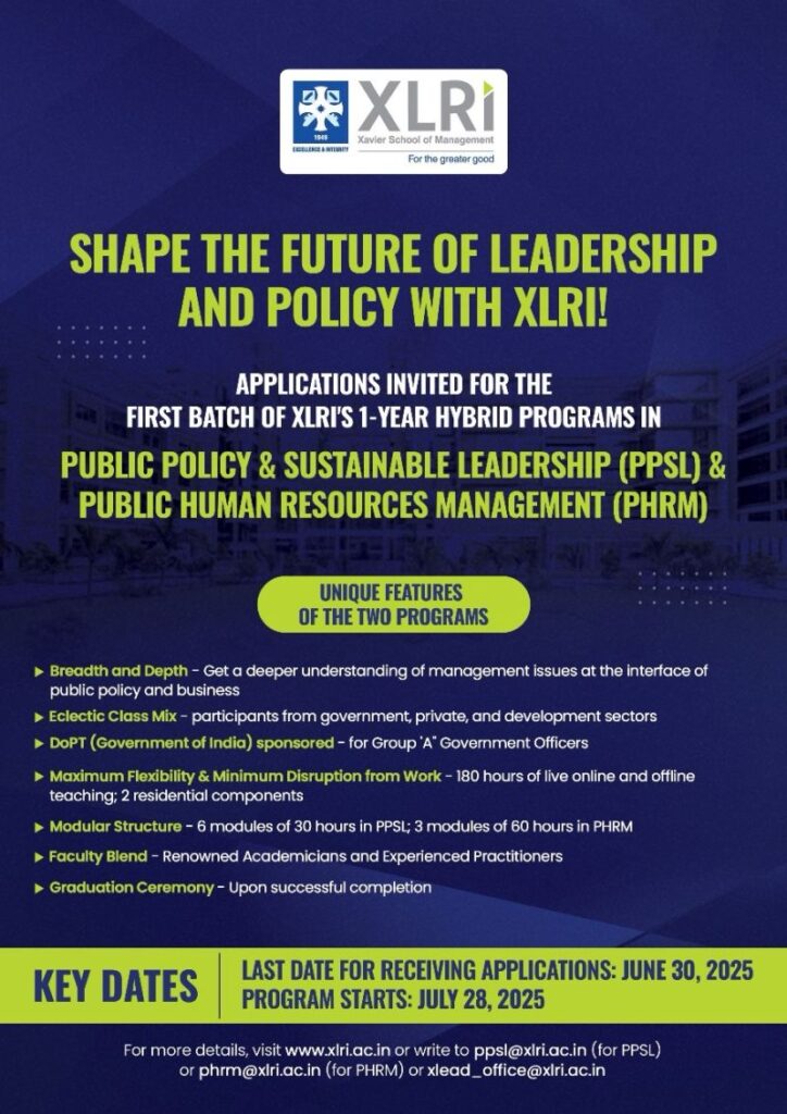 Jamshedpur News :XLRI Jamshedpur Invites Applications for Newly Launched Hybrid Programs in Public Policy and Human Resource Management