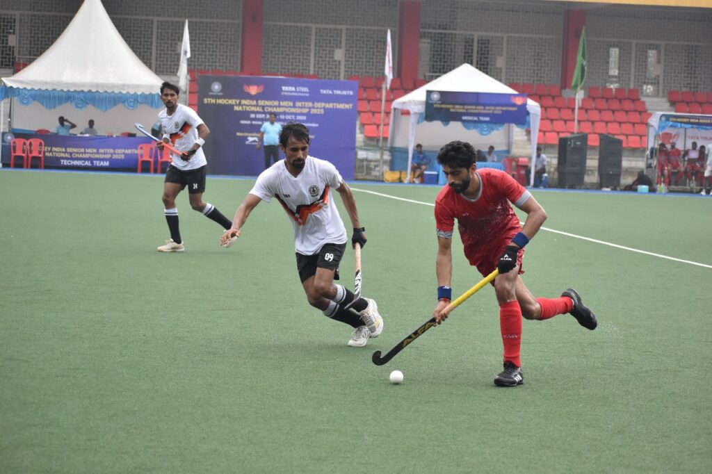 Jamshedpur News :Quarter-Finals of the 5th Hockey India Senior Men Inter-Department National Championship 2025 Witness High-Scoring Clashes at NTHA, Jamshedpur