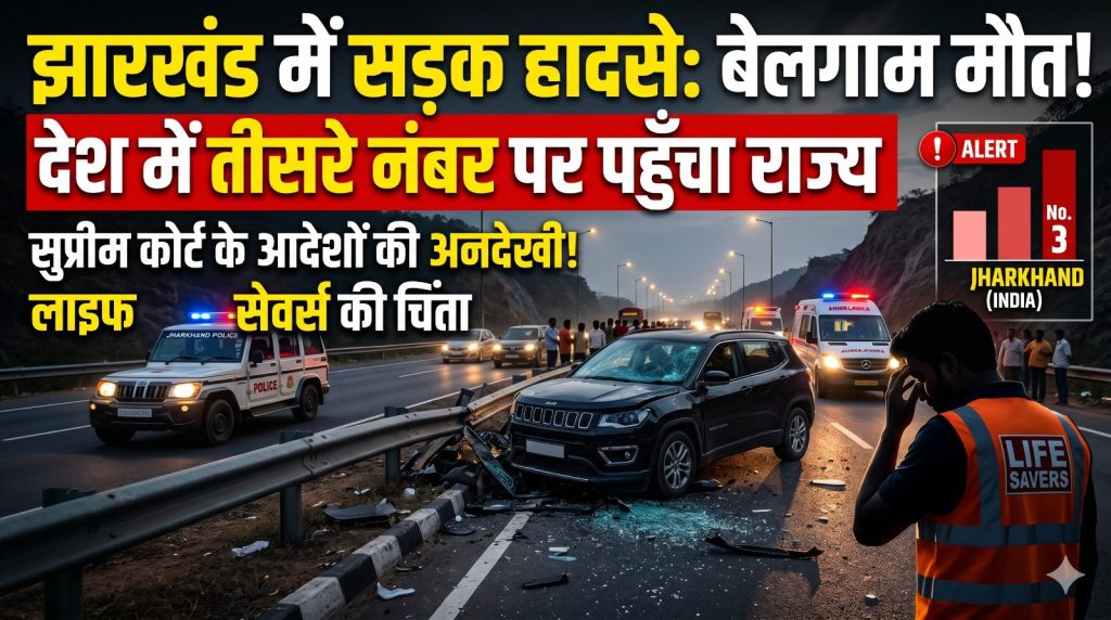 RANCHI NEWS :झारखंड में बेलगाम सड़क हादसे: देश में तीसरे नंबर पर पहुँचा राज्य, सुप्रीम कोर्ट के आदेशों की अनदेखी पर लाइफ सेवर्स ने जताई चिंता