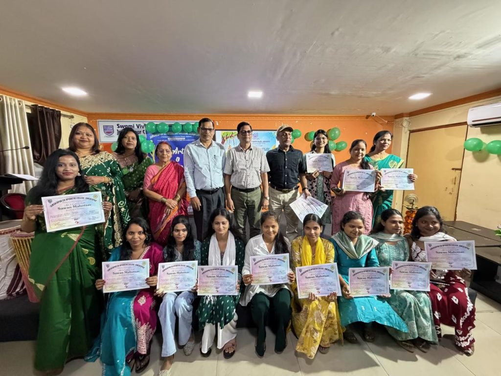 Girl students ramp walk and rangoli competition during two day Sawan Mahotsav at Jamshedpur Cooperative College