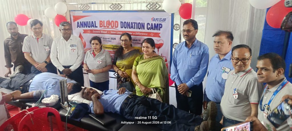 RSB Global organizes mega blood donation camp at Gamharia Unit IV on Chairman Dr RK Behera birthday